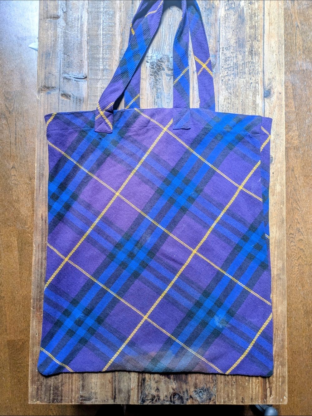 Burberry Large Purple Plaid Tote